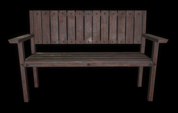 Bench trees low poly 6 texture options and high poly