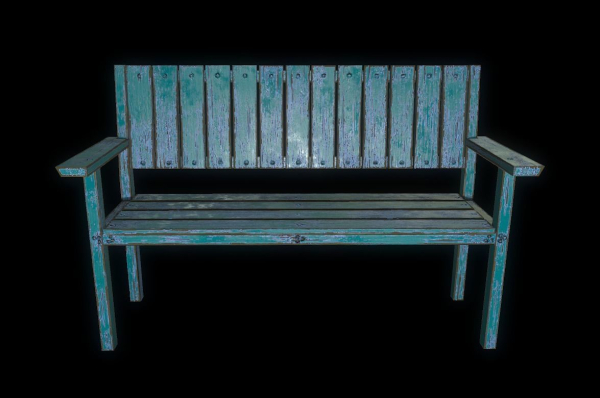 Bench trees low poly 6 texture options and high poly
