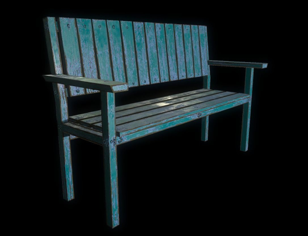 Bench trees low poly 6 texture options and high poly