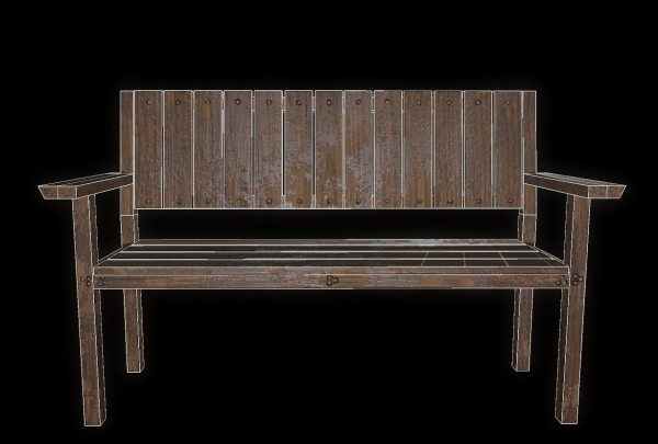 Bench trees low poly 6 texture options and high poly