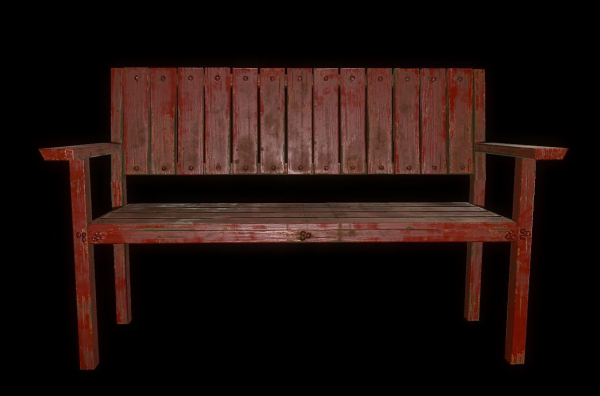 Bench trees low poly 6 texture options and high poly