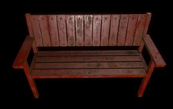 Bench trees low poly 6 texture options and high poly