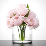 Bouquet peonies in glass vase
