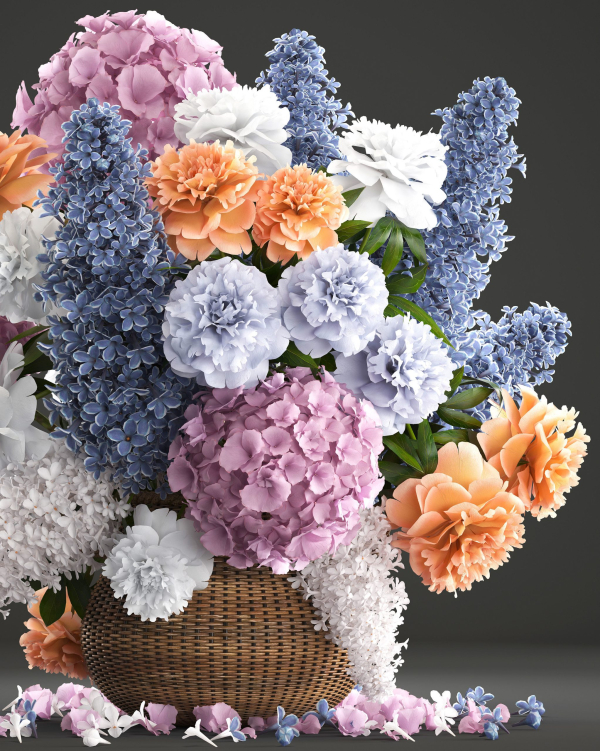 Bouquet of flowers in a basket 2