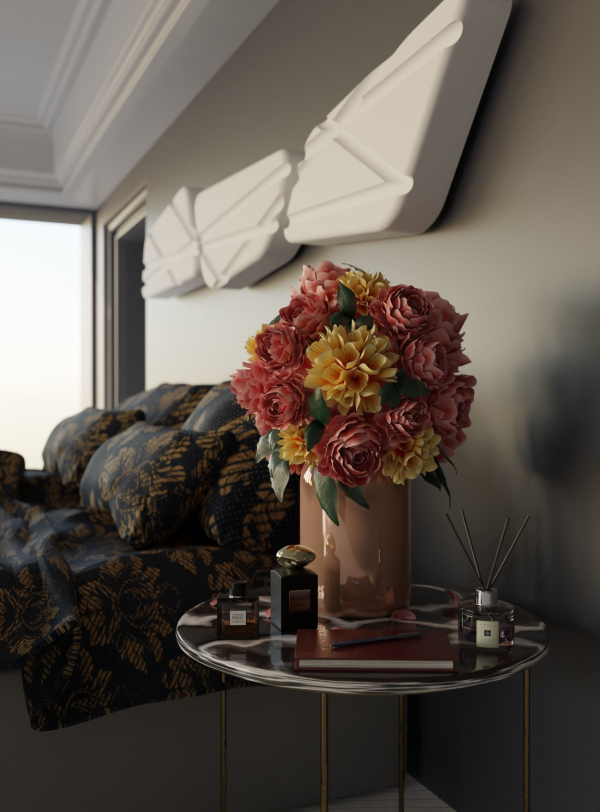Bouquet of flowers peonies in a vase
