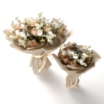bouquet of the white brown yellow flowers
