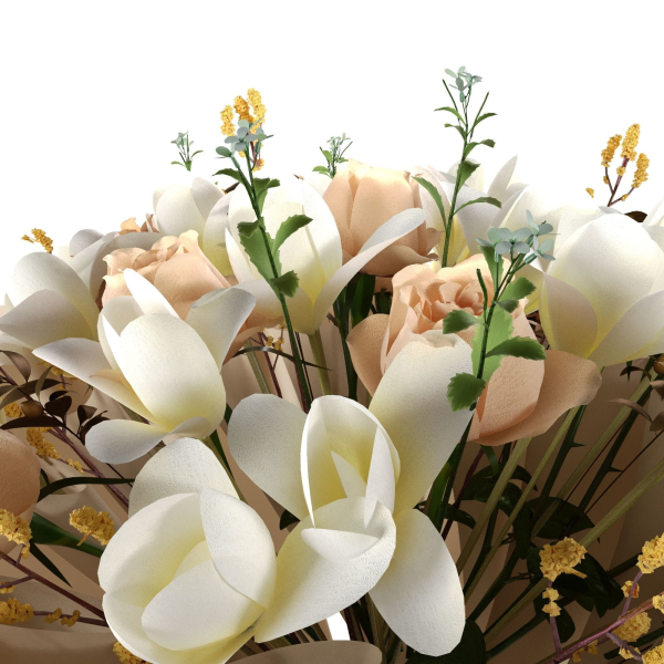 bouquet of the white brown yellow flowers