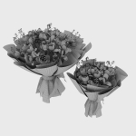 bouquet of the white brown yellow flowers