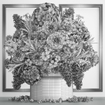 Bouquet white of flowers in a gift box