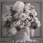Bouquet white of flowers in a gift box