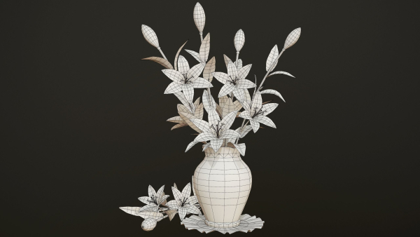 Bouquet with Lilies - PBR Game Ready