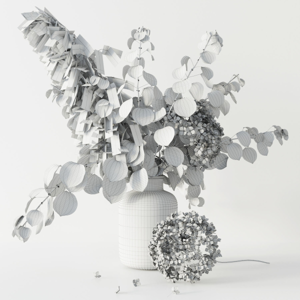 Bouquet with lunaria pampas grass and hydragea