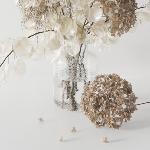 Bouquet with lunaria pampas grass and hydragea