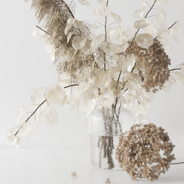 Bouquet with lunaria pampas grass and hydragea