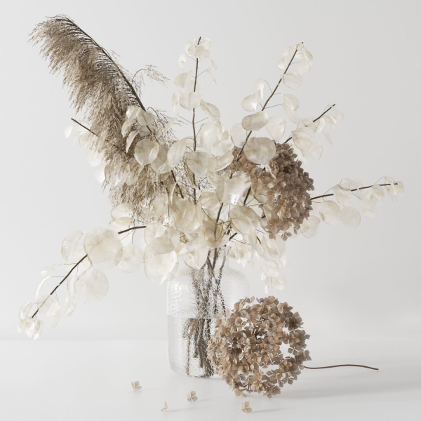 Bouquet with lunaria pampas grass and hydragea