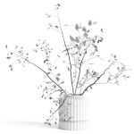 Branches plant with galss vase white bouquet 22