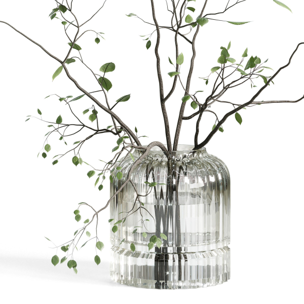 Branches plant with galss vase white bouquet 22