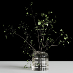 Branches plant with galss vase white bouquet 22