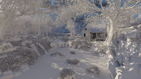 Cabin River Scene