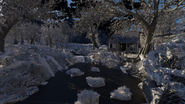 Cabin River Scene