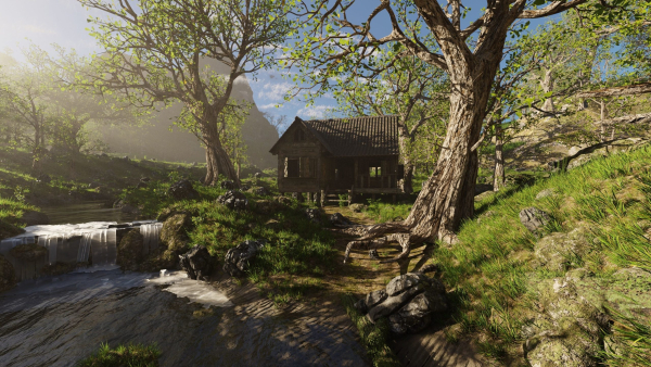 Cabin River Scene
