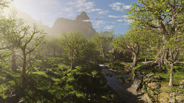 Cabin River Scene