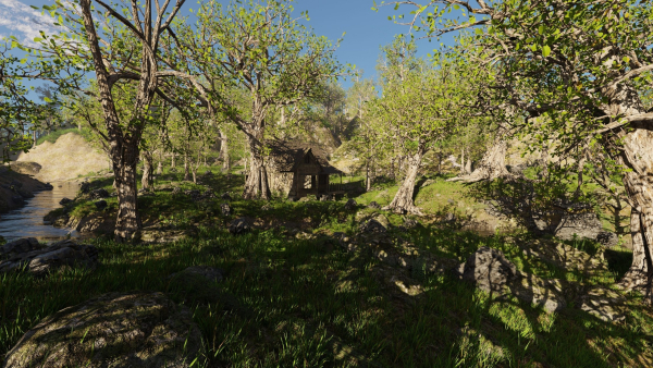 Cabin River Scene
