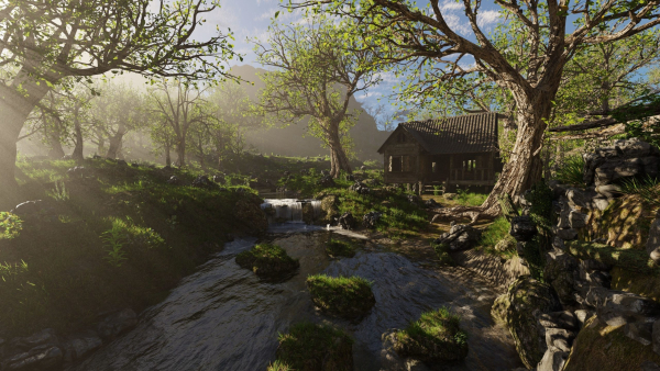 Cabin River Scene