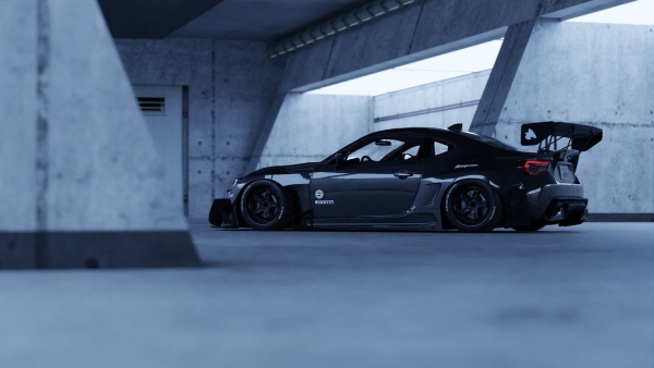 Car Lighting Scene 3D Blender File Textured FBX File