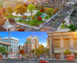 Cartoon City Street Scene V2