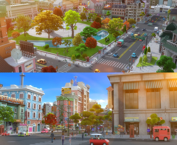 Cartoon City Street Scene V2