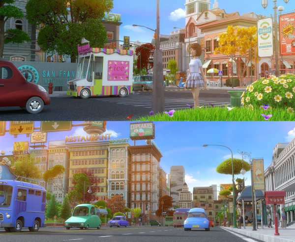 Cartoon City Street Scene V2