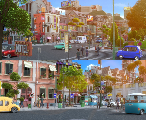 Cartoon City Street Scene V2
