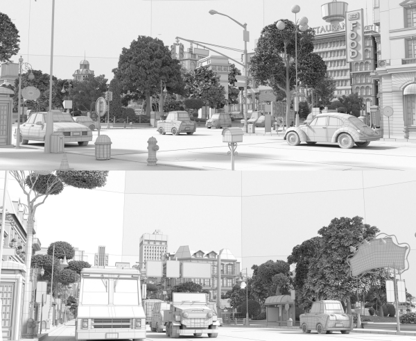Cartoon City Street Scene V2
