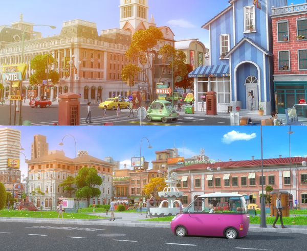 Cartoon City Street Scene V2