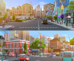 Cartoon City Street Scene V2