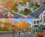 Cartoon City Street Scene V2
