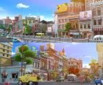Cartoon City Street Scene V2