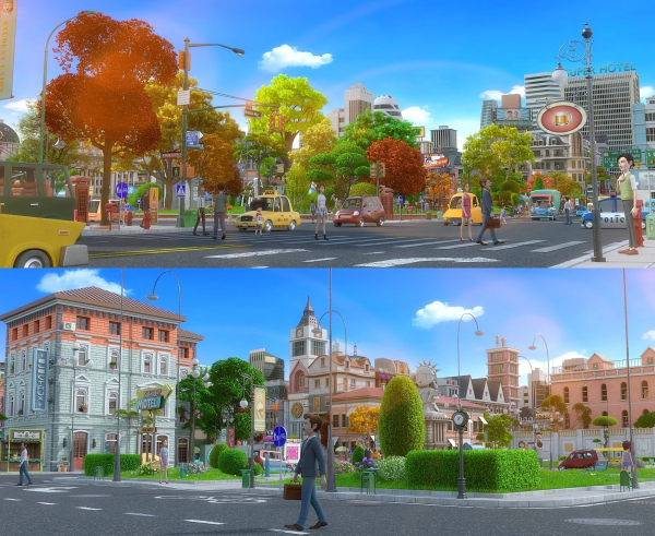 Cartoon City Street Scene V2