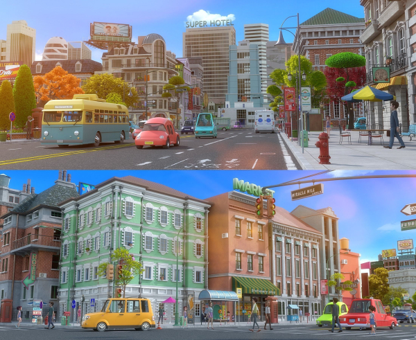 Cartoon City Street Scene V2