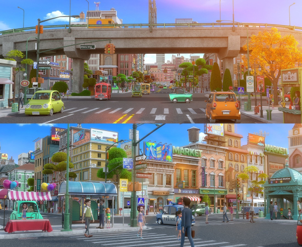 Cartoon City Street Scene V2