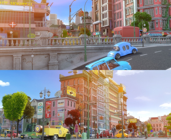 Cartoon City Street Scene V2