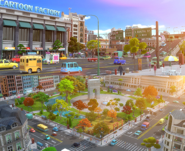 Cartoon City Street Scene V2