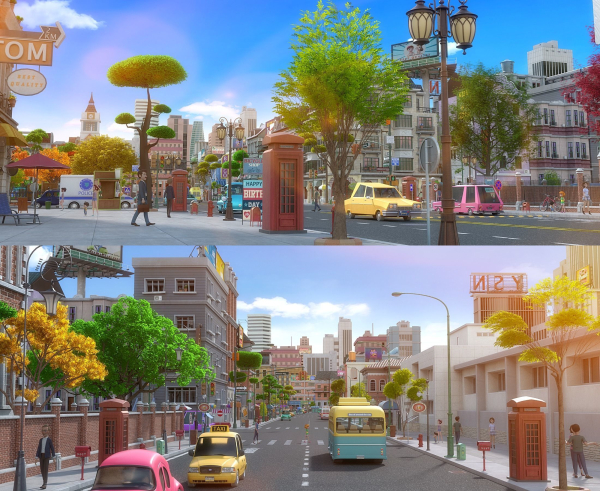 Cartoon City Street Scene V2