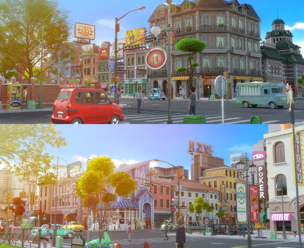 Cartoon City Street Scene V2