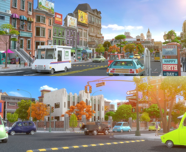 Cartoon City Street Scene V2