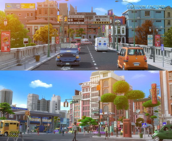 Cartoon City Street Scene V2