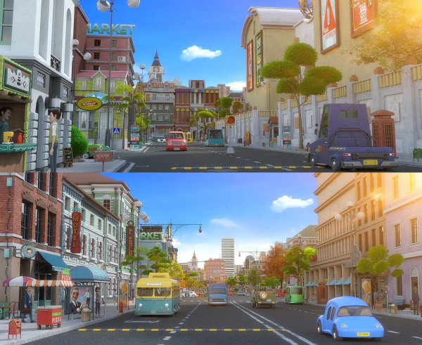 Cartoon City Street Scene V2