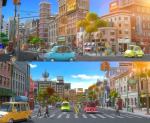 Cartoon City Street Scene V2