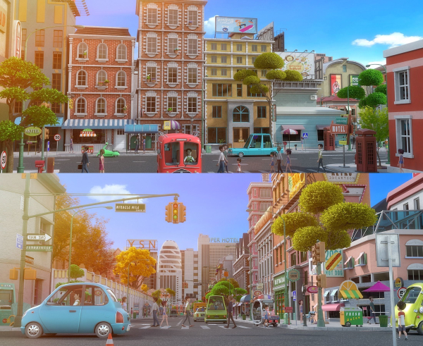 Cartoon City Street Scene V2